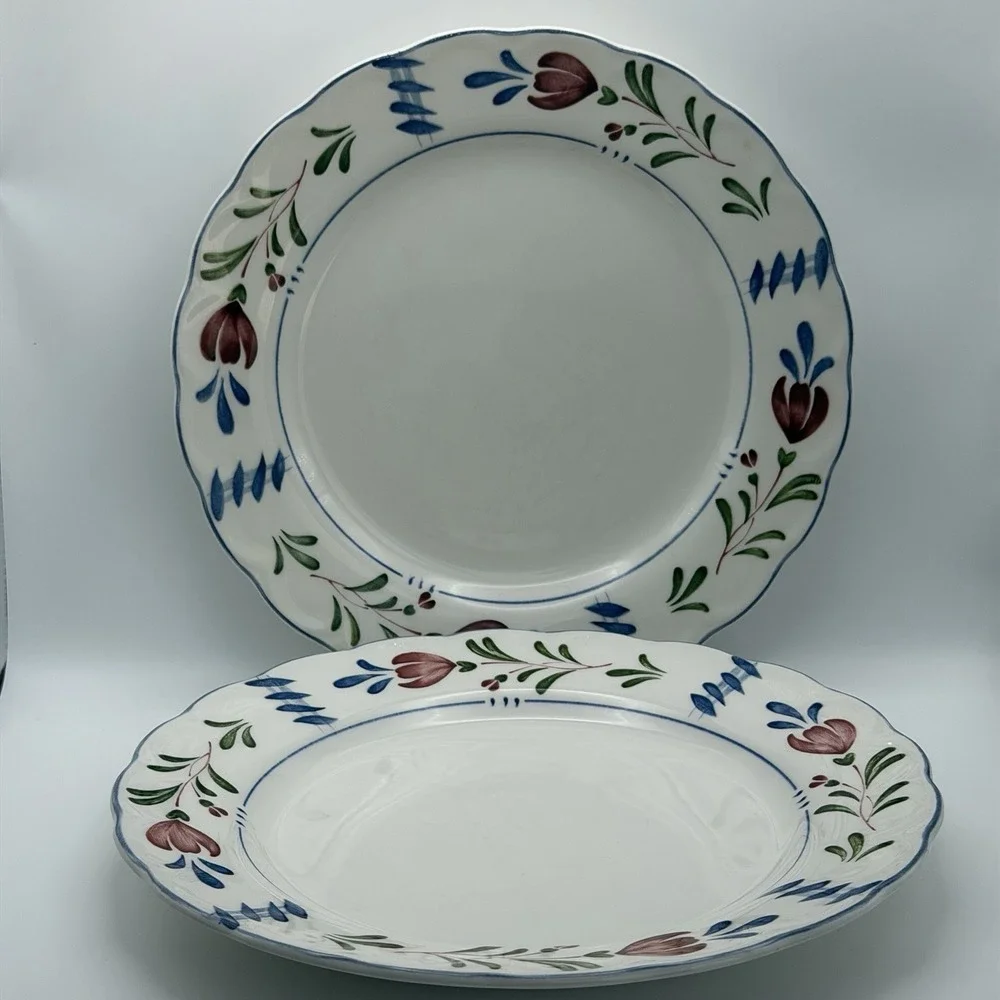 Vtg Provincial Designs Nikko Japan 2 Dinner Plates 10.25